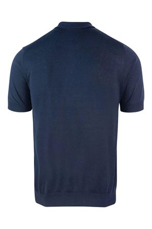 Blue silk and cotton knit polo shirt PAOLO PECORA | A006F2006685